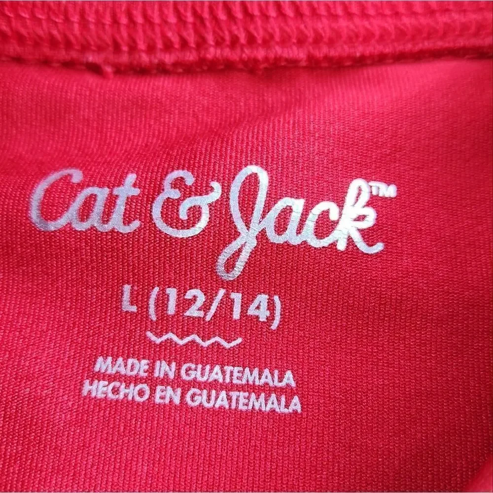 🧡Cat & Jack Red Seas the Day Short Sleeve Swim Shirt Youth Large